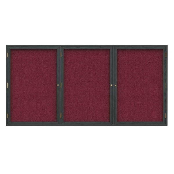United Visual Products Double Door Enclosed EZ Tack Board, 48"x36", Cherry/Green UV103EZ-GREEN-CHERRY